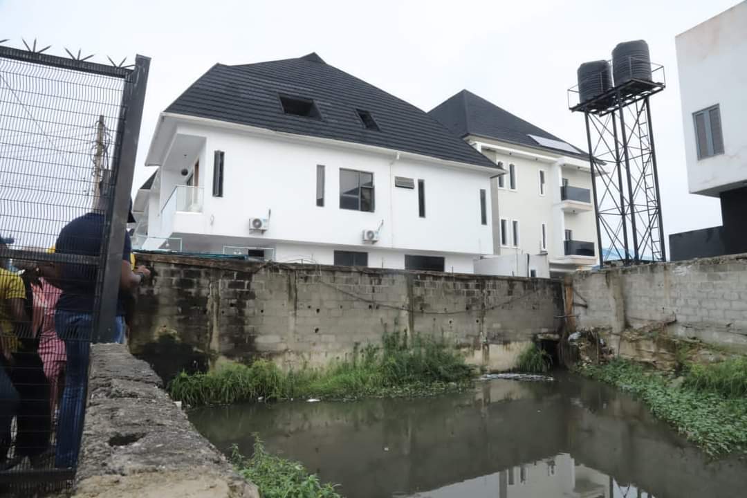 Lagos state Commissioner for Environment and Water Resources shares photo of a house built on a canal
